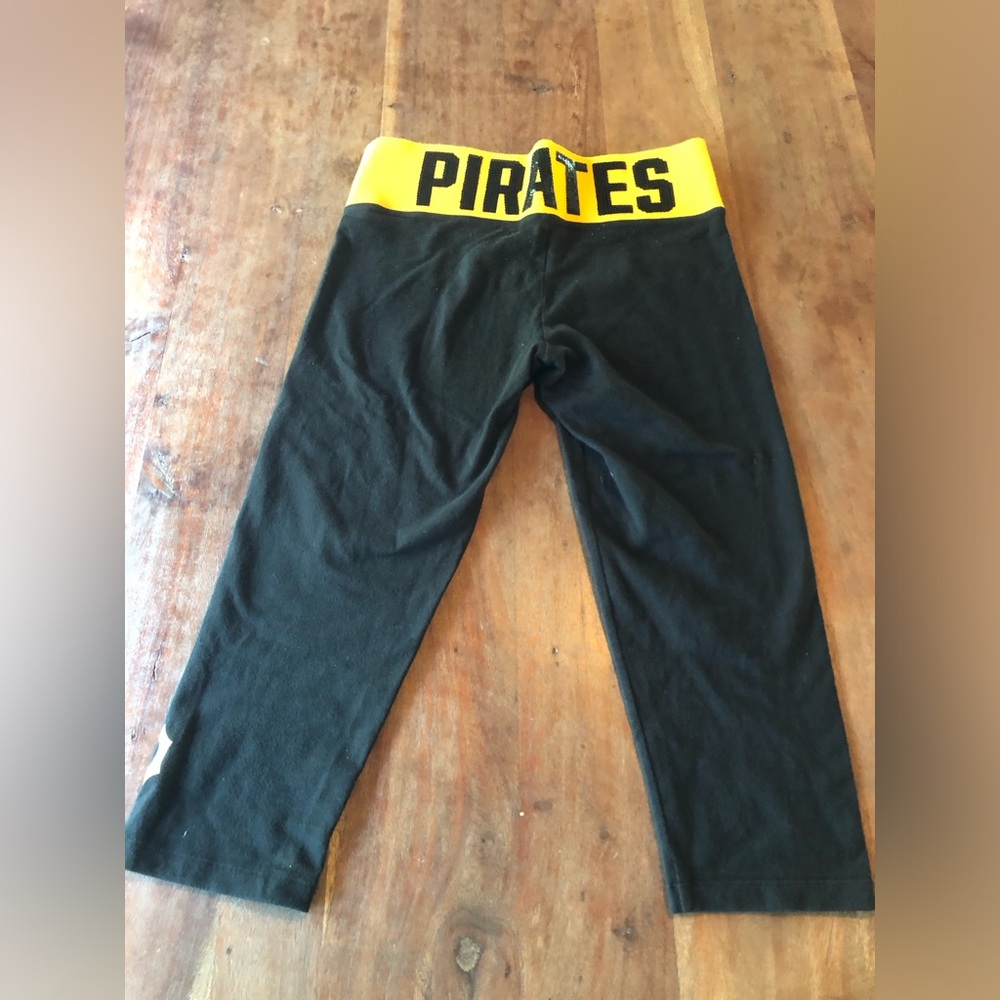 PINK Victoria's Secret Capris Blackwith Yellow 'PIRATES' Waistband